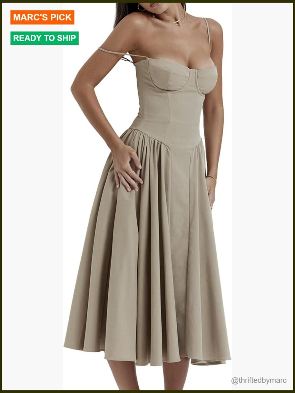Sleeveless Corset Midi Dress with Pockets A-Line Bustier Cocktail Party